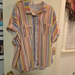 Colorful Striped Button-Up Shirt